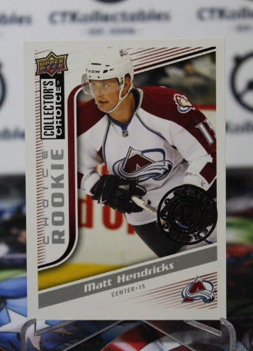 2009-10 UPPER DECK MATT HENDRICKS # 250 CHOICE ROOKIE  COLORADO AVALANCHE  NHL HOCKEY TRADING CARD