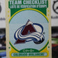 2021-22  O-PEE-CHEE TEAM CHECKLIST # 558 RETRO COLORADO AVALANCHE  NHL HOCKEY  CARD