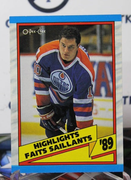 1989-90 O-PEE-CHEE ESA TIKKANEN HIGHLIGHTS # 328  EDMONTON OILERS HOCKEY CARD