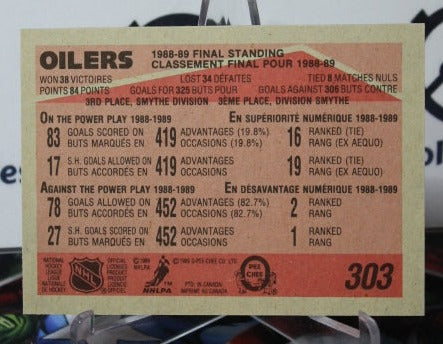 1989-90 O-PEE-CHEE OILERS # 303  EDMONTON OILERS HOCKEY CARD