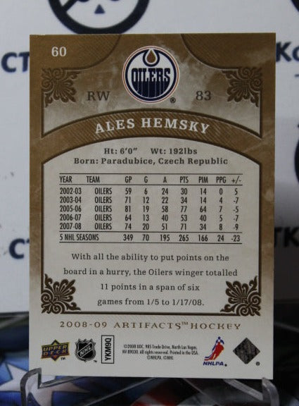 2008-09 UPPER DECK ARTIFACTS ALES HEMSKY # 60  EDMONTON OILERS HOCKEY CARD