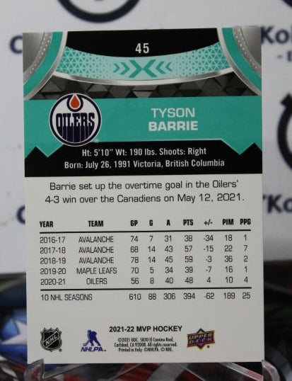 2021-22 UPPER DECK MVP TYSON BARRIE # 45  EDMONTON OILERS HOCKEY CARD