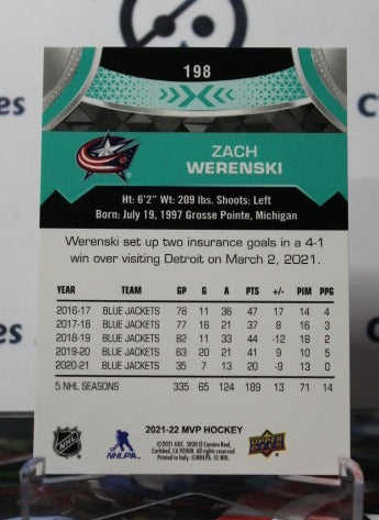 2021-22 UPPER DECK MVP ZACH WERENSKI # 198 COLUMBUS BLUE JACKETS NHL HOCKEY TRADING CARD