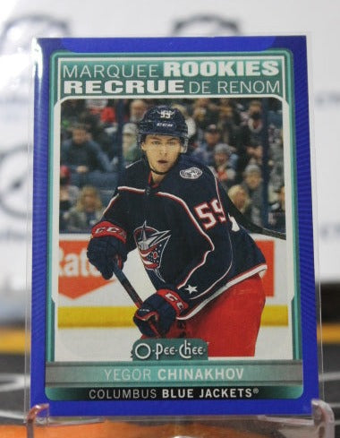 2021-22  O-PEE CHEE YEGOR CHINAKHOV # 628 BLUE MARQUEE ROOKIES COLUMBUS BLUE JACKETS NHL HOCKEY TRADING CARD