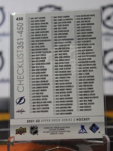 2021-22 UPPER DECK CHECKLIST # 450 OVERCHKIN / KUCHEROV NHL HOCKEY CARD