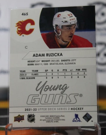 2021-22 UPPER DECK YOUNG GUNS ADAM RUZICKA # 465 ROOKIE  NHL CALGARY FLAMES HOCKEY CARD