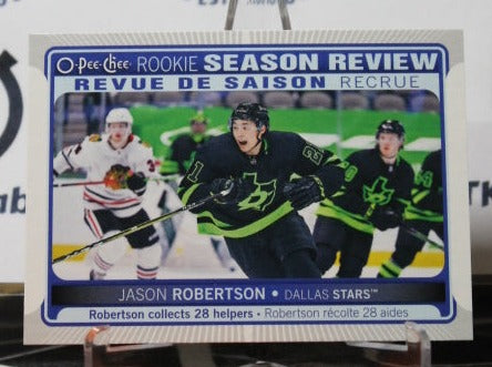 2021-2022 O-PEE-CHEE JASON ROBERTSON # 545 ROOKIE SEASON REVIEW DALLAS STARS NHL HOCKEY TRADING CARD