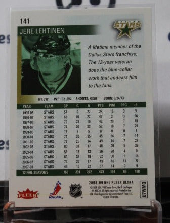 2008-2009 FLEER ULTRA JERE LEHTINEN # 141 DALLAS STARS NHL HOCKEY TRADING CARD