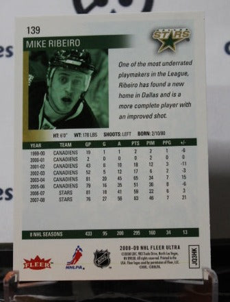 2008-2009 FLEER ULTRA MIKE RIBEIRO # 139 DALLAS STARS NHL HOCKEY TRADING CARD