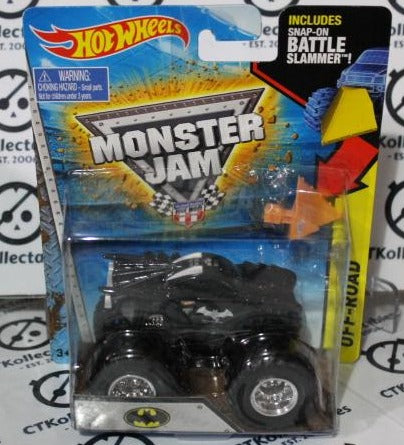 MONSTER JAM BATMAN 0FF-ROAD MATTEL HOT WHEELS INCLUDES BATTLE SLAMMER CAR  DC COMICS 2014