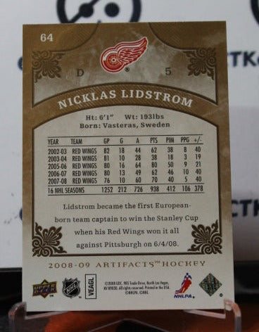 2008-09 UPPER DECK ARTIFACTS NICKLAS LIDSTROM # 64 DETROIT RED WINGS NHL HOCKEY TRADING CARD