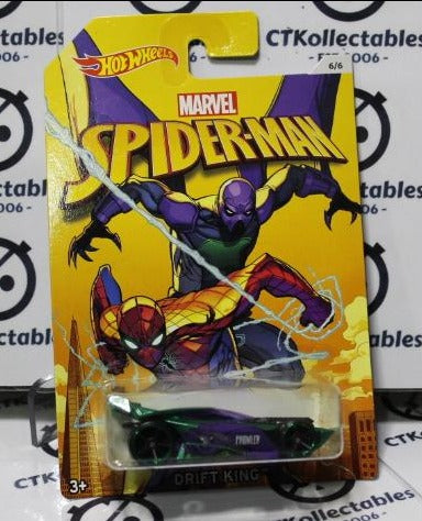 SPIDER-MAN  MATTEL HOT WHEELS 6/6 DIE CAST MARVEL COMICS DRIFT KING 2016 (RARE)