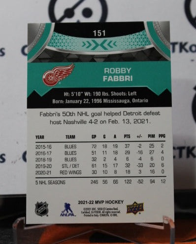 2021-22 UPPER DECK MVP ROBBY FABBRI # 151 DETROIT RED WINGS NHL HOCKEY TRADING CARD