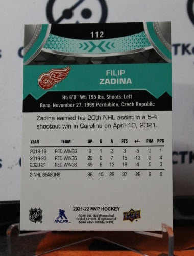 2021-22 UPPER DECK MVP FILIP ZADINA # 112 DETROIT RED WINGS NHL HOCKEY TRADING CARD