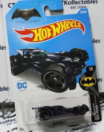 HOT WHEELS MATTEL BATMAN VS SUPERMAN DC Batmobile 329/365  BLUE BLACK Long Card 1/5