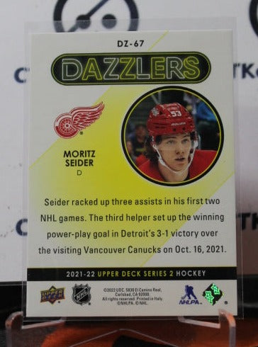 2021-22 UPPER DECK MORITZ SEIDER # DZ-67  DAZZLERS RED ROOKIE DETROIT RED WINGS NHL HOCKEY TRADING CARD