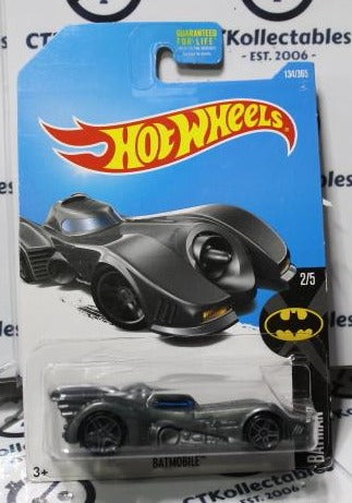 HOT WHEELS MATTEL BATMAN BATMOBILE GREY 2/5 DC 134/365 LONG CARD 2015