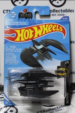 HOT WHEELS MATTEL BATMAN THE ANIMATED SERIES BLACK BATPLANE 1/5 DC 56/250 LONG CARD 2018