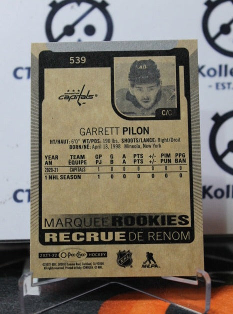 2021-22 O-PEE-CHEE GARRETT PILON # 539 MARQUEE ROOKIE WASHINGTON CAPITALS NHL HOCKEY CARD