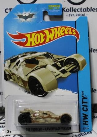 HOT WHEELS MATTEL BATMAN BATMOBILE THE TUMBLER-CAMOUFLAGE VERSION HW CITY   DC 63/250 LONG CARD 2013