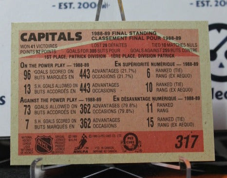 1989-90  O-PEE-CHEE FINAL STANDINGS # 317 WASHINGTON CAPITALS NHL HOCKEY CARD