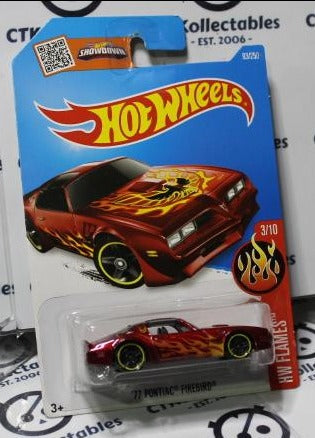 HOT WHEELS MATTEL '77 PONTIAC FIREBIRD 3/10 HW FLAMES 93/250 LONG CARD 2015