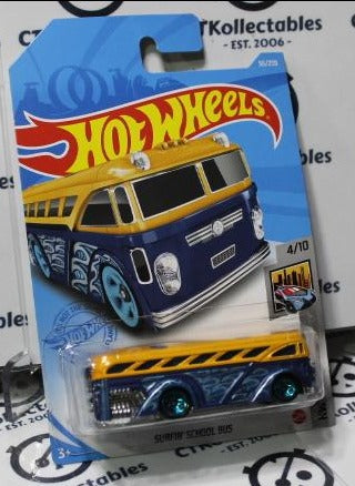 HOT WHEELS MATTEL SURFIN SCHOOL BUS 4/10 HW METRO 55/250  LONG CARD 2020