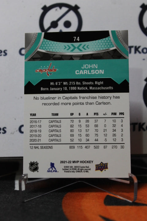 2021-22 UPPER DECK MVP JOHN CARLSON # 74 WASHINGTON CAPITALS HOCKEY CARD