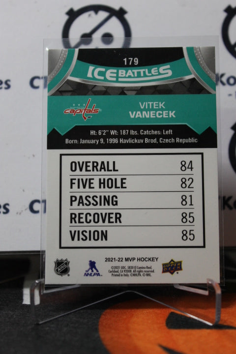 2021-22 UPPER DECK MVP VITEK VANECEK # 179 ROOKIE ICE BATTLES WASHINGTON CAPITALS HOCKEY CARD