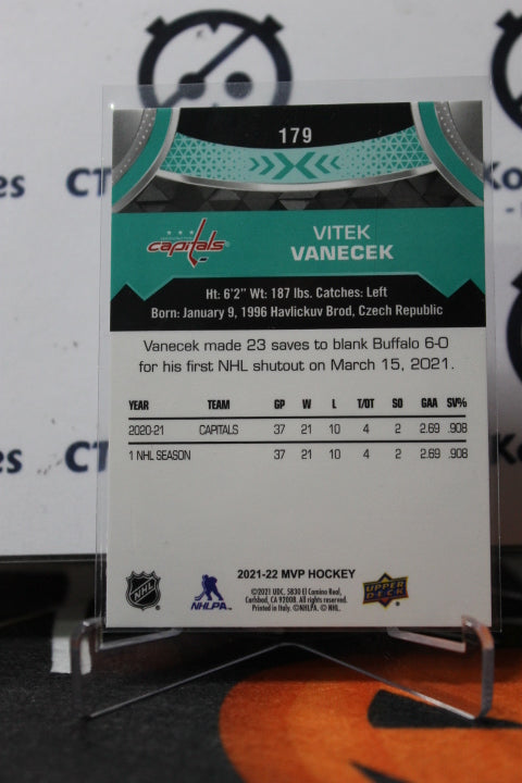 2021-22 UPPER DECK MVP VITEK VANECEK # 179 ROOKIE WASHINGTON CAPITALS HOCKEY CARD