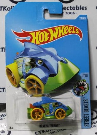 HOT WHEELS MATTEL PIRANHA TERROR  7/10 STREET BEASTS 278/365 LONG CARD 2015