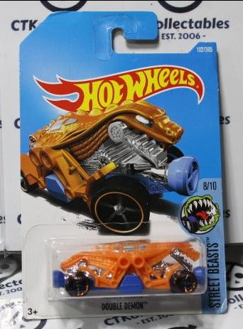 HOT WHEELS MATTEL DOUBLE DEMON 8/10 STREET BEASTS 102/365 LONG CARD 2015