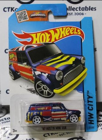 HOT WHEELS MATTEL '67 AUSTIN MINI VAN HW CITY 27/250 LONG CARD 2013