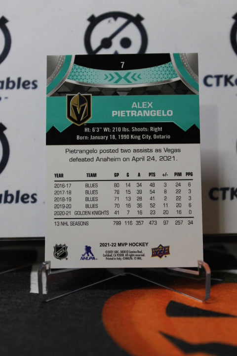 2021-22 UPPER DECK MVP ALEX PIETRANGELO # 7 NHL GOLDEN KNIGHTS HOCKEY CARD