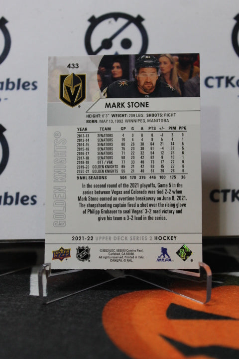 2021-22 UPPER DECK  MARK STONE # 433 NHL GOLDEN KNIGHTS HOCKEY CARD