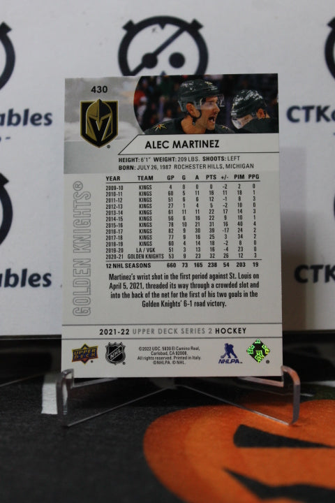 2021-22 UPPER DECK ALEC MARTINEZ # 430 NHL GOLDEN KNIGHTS HOCKEY CARD