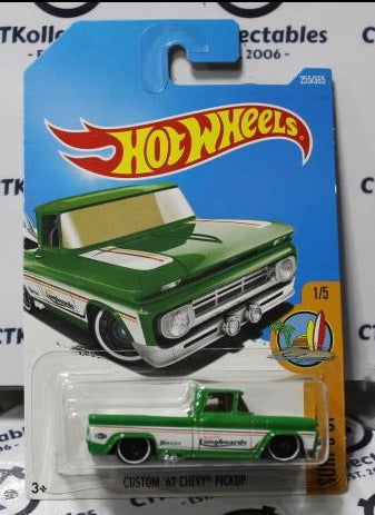 HOT WHEELS MATTEL CUSTOM '62 CHEVY PICKUP 1/5  SURFS UP 255/365 LONG CARD 2015