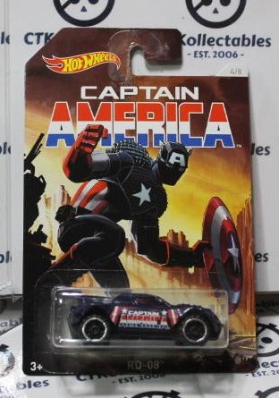 CAPTAIN AMERICA  MATTEL HOT WHEELS 4/8 DIE CAST RD-08 MARVEL COMICS 2015