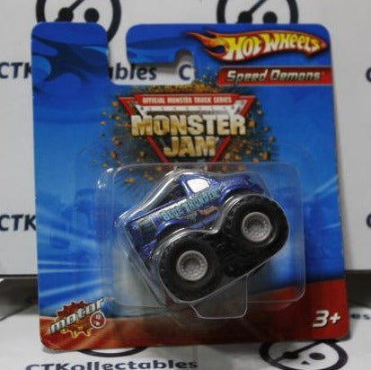 HOT WHEELS MATTEL SPEED DEMONS MONSTER JAM BLUE THUNDER SHORT CARD 2005