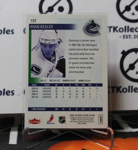 2008-09  FLEER ULTRA  RYAN KESLER # 197  VANCOUVER CANUCKS NHL HOCKEY TRADING CARD