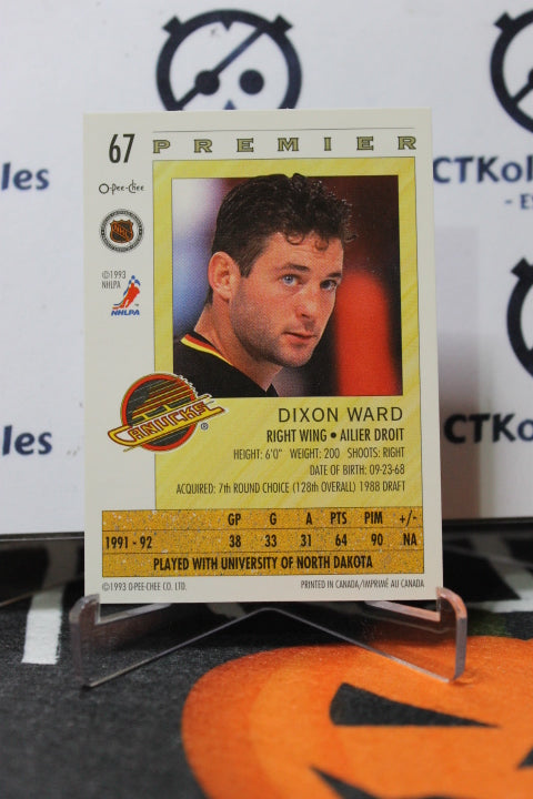 1992-93  O-PEE-CHEE DIXION WARD # 67  VANCOUVER CANUCKS NHL HOCKEY TRADING CARD