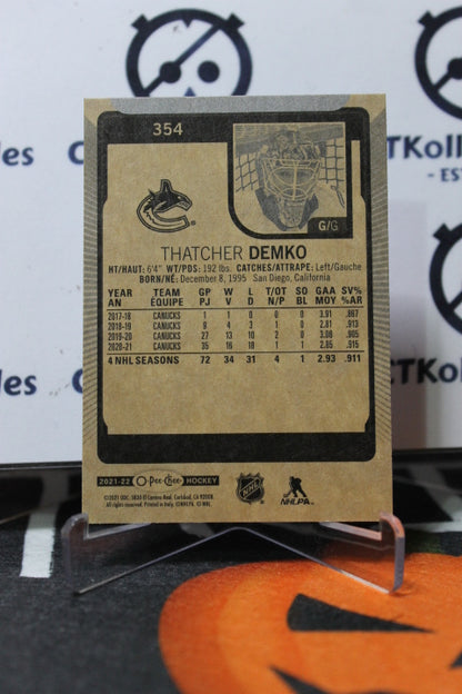 2021-22  O-PEE-CHEE THATCHER DEMKO # 354  VANCOUVER CANUCKS NHL HOCKEY TRADING CARD