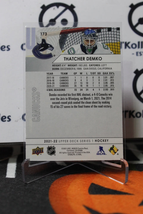 2021-22  UPPER DECK  THATCHER DEMKO # 173  VANCOUVER CANUCKS NHL HOCKEY TRADING CARD