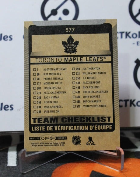 2021-22 O-PEE-CHEE TEAM CHECKLIST # 577 TORONTO MAPLE LEAFS HOCKEY CARD