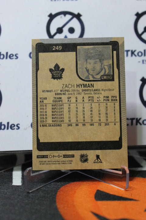 2021-22 O-PEE-CHEE ZACH HYMAN # 249 TORONTO MAPLE LEAFS HOCKEY CARD