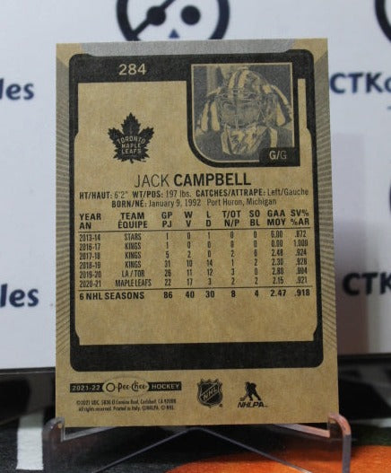 2021-22 O-PEE-CHEE JACK CAMPBELL # 284 TORONTO MAPLE LEAFS HOCKEY CARD