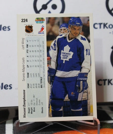 1990-91 UPPER DECK VINCENT DAMPHOUSSE # 224 TORONTO MAPLE LEAFS HOCKEY CARD