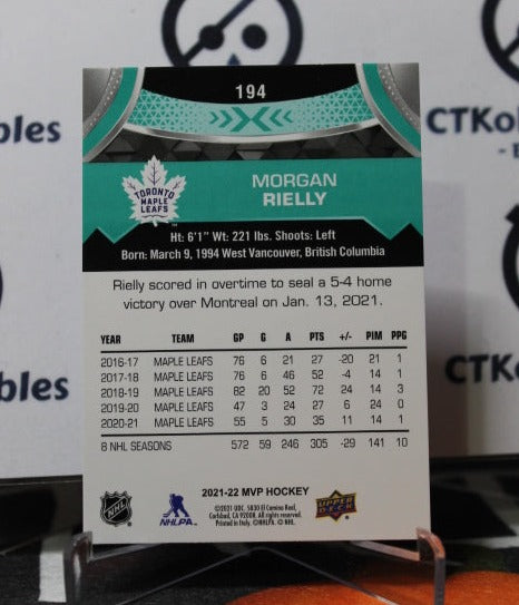 2021-22 UPPER DECK MVP MORGAN RIELLY # 194 TORONTO MAPLE LEAFS HOCKEY CARD