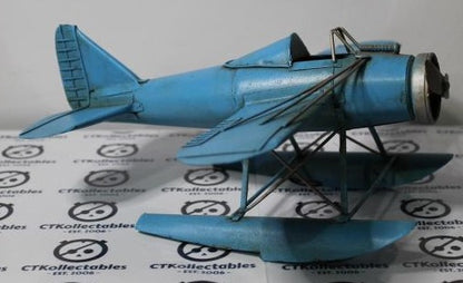 RETRO DECOR METAL TIN BLUE AIRPLANE