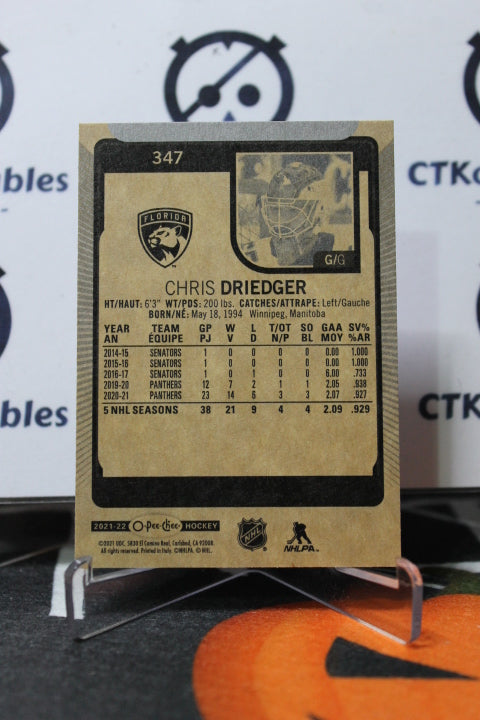 2021-22 O-PEE-CHEE CHRIS DRIEDGER # 347 FLORIDA PANTHERS NHL HOCKEY CARD